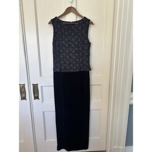 Vintage 90s Scott McClintock Velvet Sparkle Formal Dress Womens Size 14 Blue